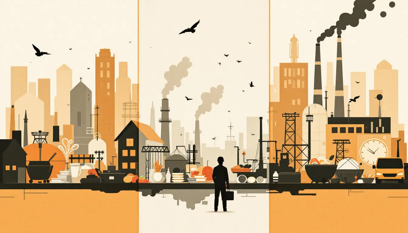 Ilustración conceptual sobre la estructuración de las comidas en la rutina laboral moderna