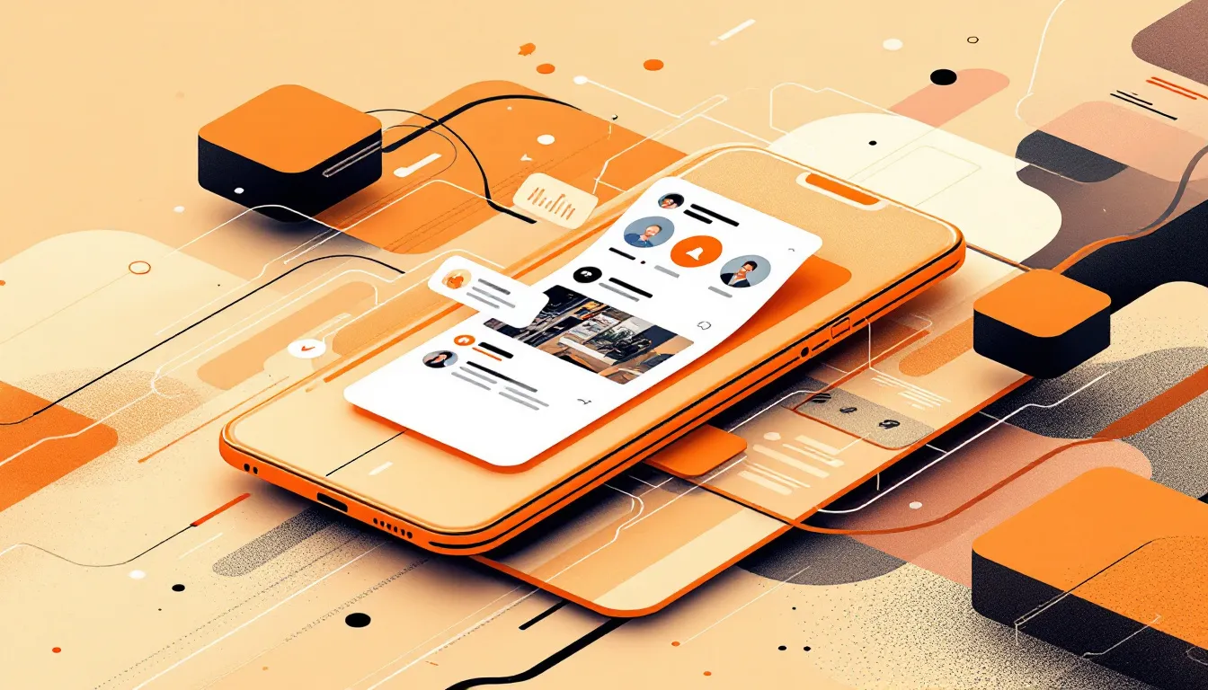 Ilustración conceptual sobre el consumo de noticias en redes sociales y flujos de información digital